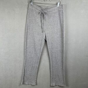 Skylee Womens Heather Gray Ribbed Knit Drawstring Lounge Pants Size L Relaxed
